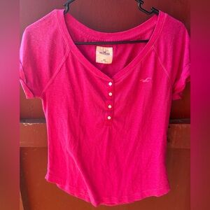 Hollister Women's Pink Button-Up Top